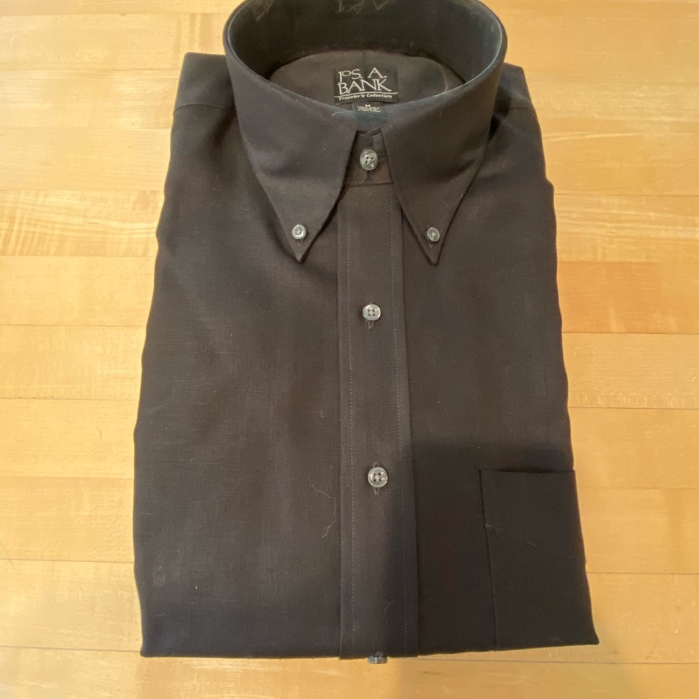 Jos A Banks black linen short sleeve shirt NWT